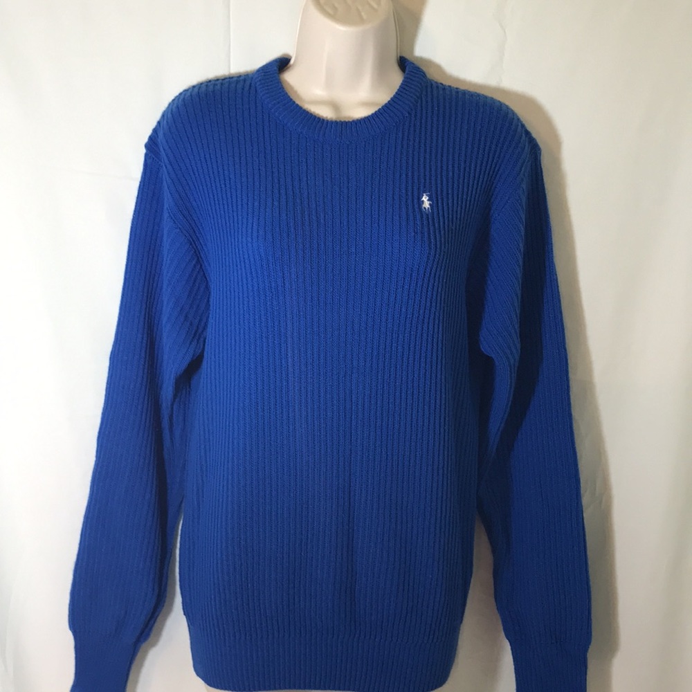 Vintage Royal Blue Polo knit Sweater by Ralph Lauren medium. White horse